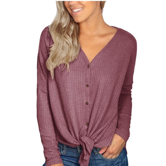 NWOT Button Up Long Sleeve Henley - Picture 1 of 5